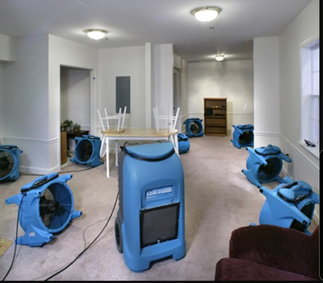 Air movers and dehumidifier setup for Water Extraction & Removal in City of Orange