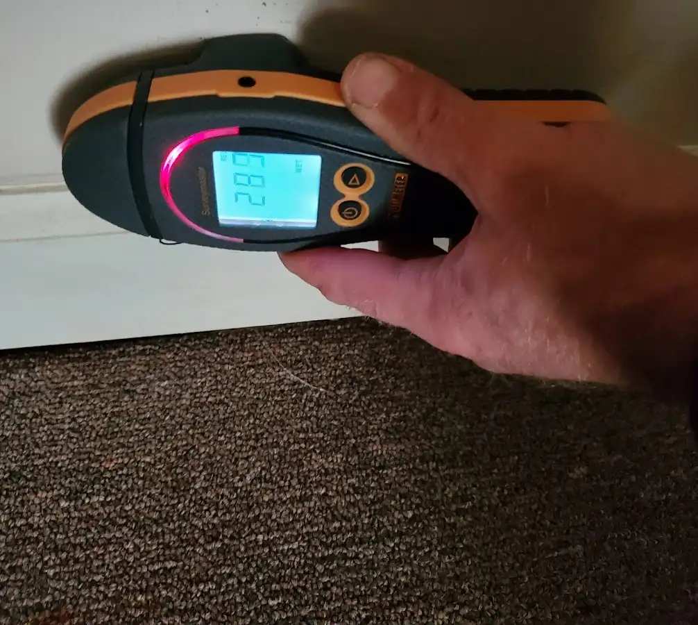 Moisture detection at baseboard during Sewage Cleanup & Sanitation in City of Orange